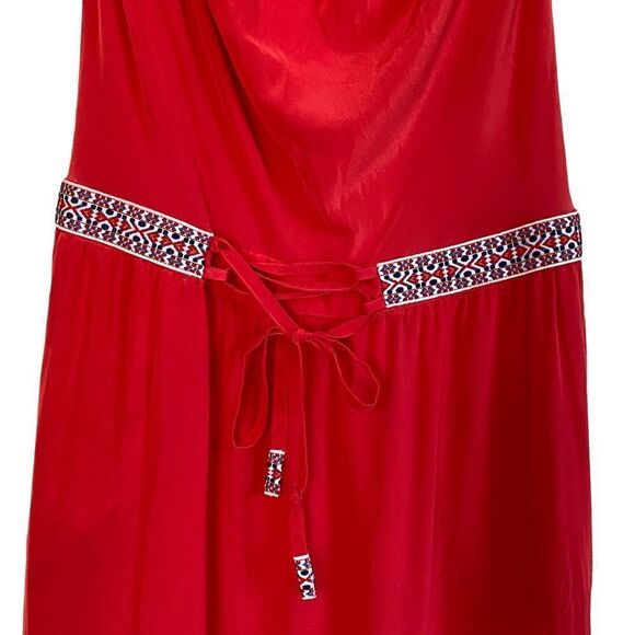 Gypsy 05 Red Tie Dye Cairo 100% Silk Embroidered Strapless Maxi Dress Sz XS - Picture 5 of 15